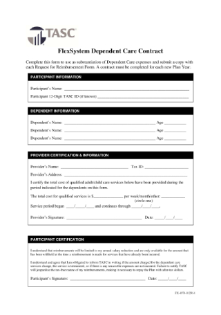 Dependent Care Contract Sample