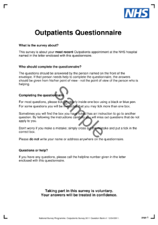 Outpatients Questionnaire