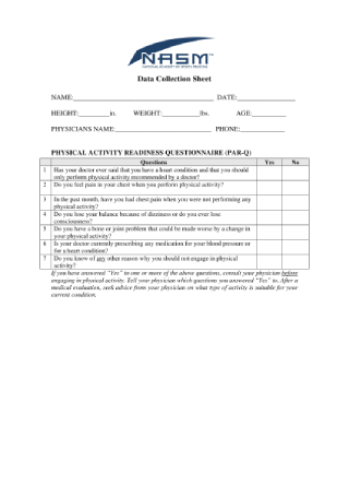 Physical Activity Readiness Questionnaire
