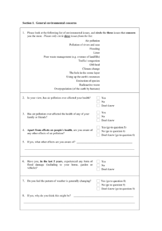 Questionnaire on Climate Change