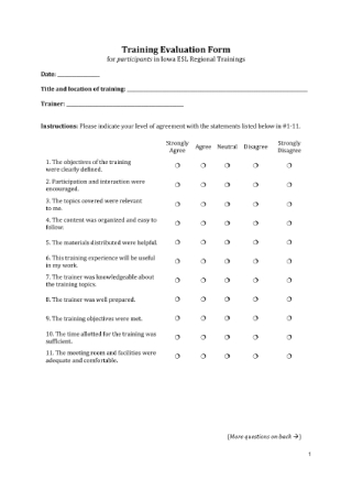 Training Evaluation Questionnaire