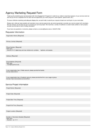 Agency Marketing Request Form