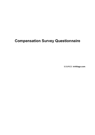 Compensation Survey Questionnaire