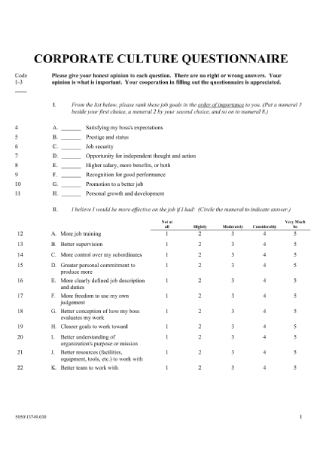 Corporate Culture Questionnaire