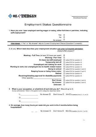 Employment Status Questionnaire