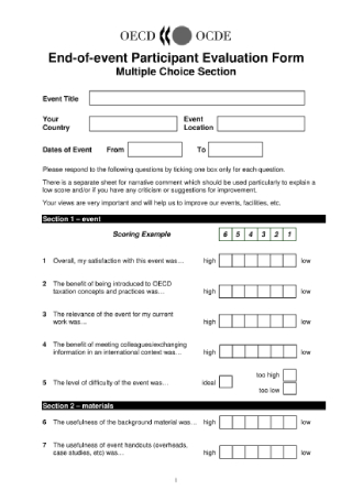 End of Event Participant Evaluation Survey Form