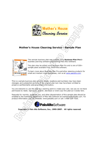 House Cleaning Service Business Plan