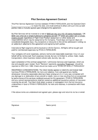 Pilot Services Agreement Contract