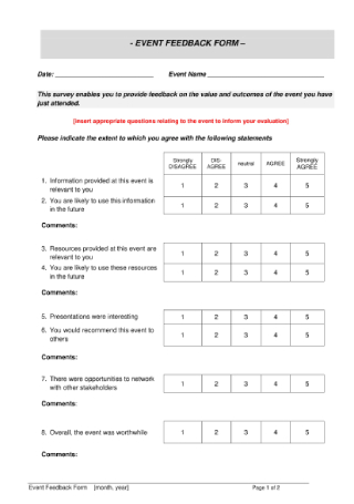 Post Event Feedback Survey Form