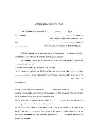 Sales Agreement for House
