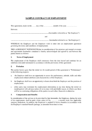 Sample Contract of Employment