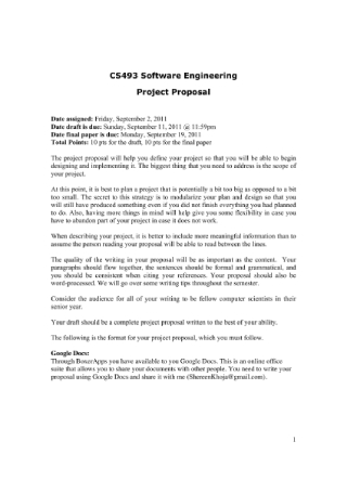 Software Engineering Project Proposal