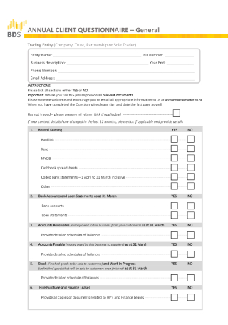 Annual Client Questionnaire