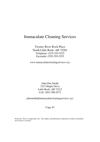 Cleaning Services Business Plan