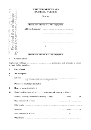Domestic Worker Employment Contract