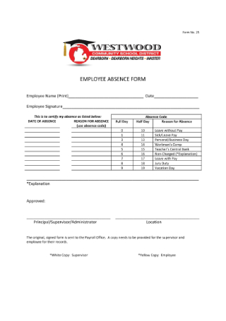 Employee Absence Form