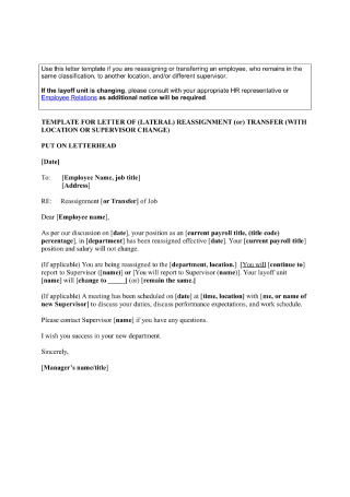 Employee Reassignment Letter