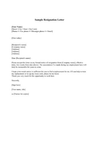 Resignation Letter During Probationary Period from images.sample.net