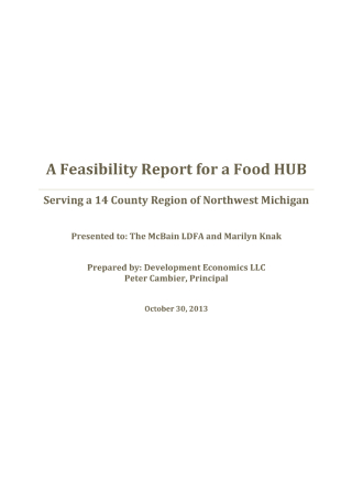 Feasibility Report for a Food Hub