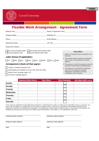 Flexible Work Arrangement Agreement Form