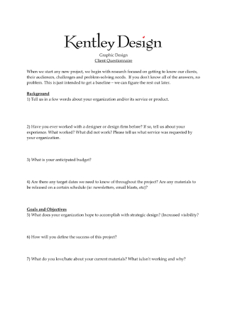 Graphic Design Client Questionnaire