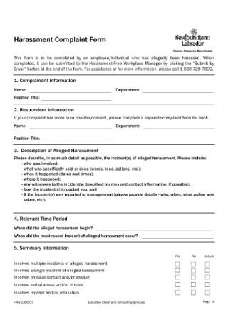 Harassment Complaint Form