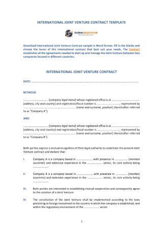 International Joint Venture Contract