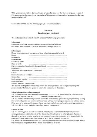 Lecturer Employment Contract