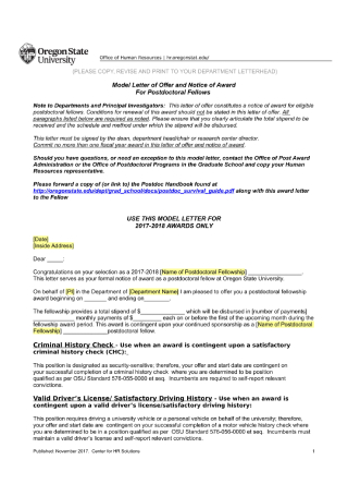Letter of Offer and Notice of Award
