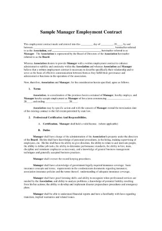Manager Employment Contract