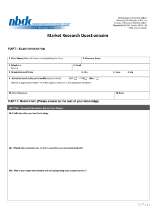 Market Research Survey Questionnaire