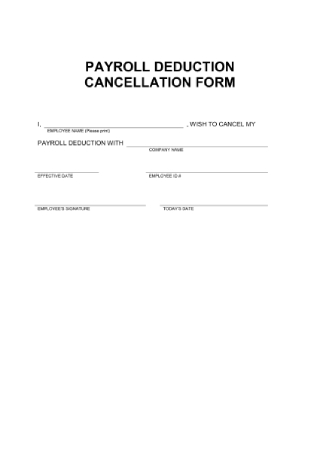 Payroll Deduction Cancellation Form