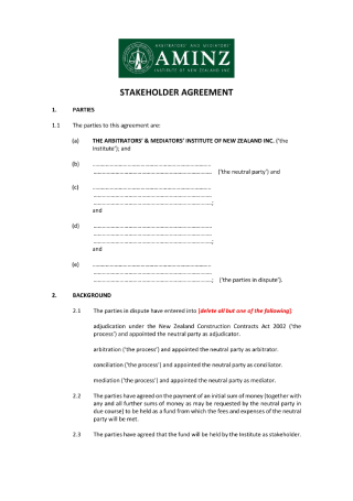 Stakeholder Agreement