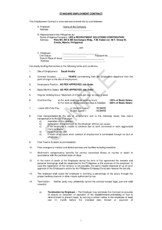 Standard Employment Contract1