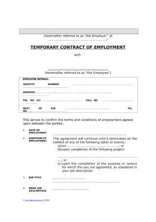 Temporary Contract of Employment