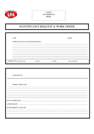Work Order Maintenance Request Form