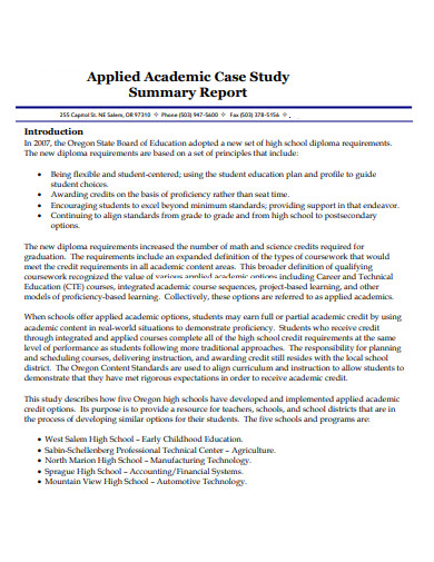 Acadamic Case Study Report Template