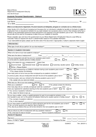 Academic Personnel Questionnaire