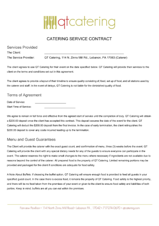Catering Service Contract