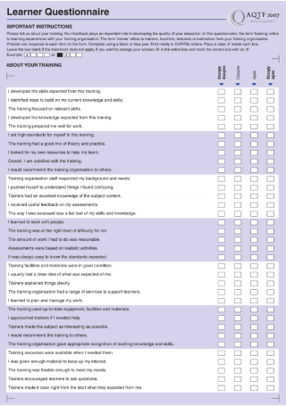 Learner Questionnaire