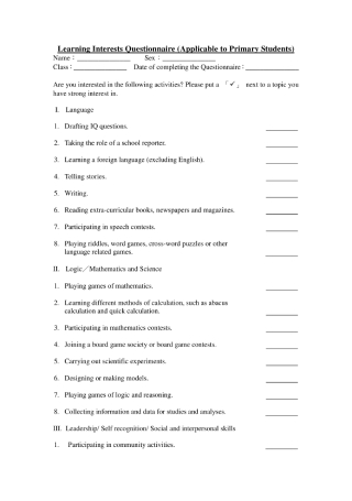 Learning Interests Questionnaire