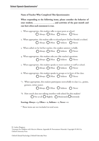 School Speech Questionnaire