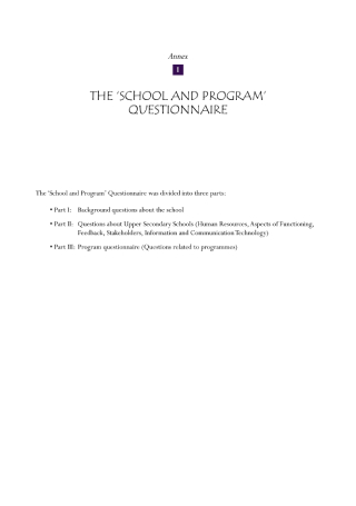 School and Program Questionnaire