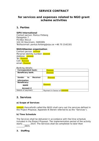 Service and Expenses Contract
