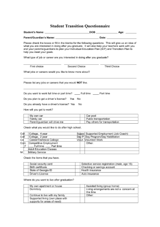 Student Transition Questionnaire