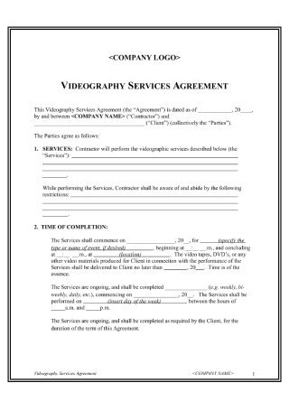 Videography Services Agreement