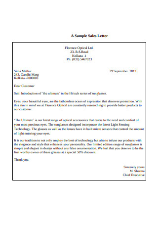 A Sample Sales Letter