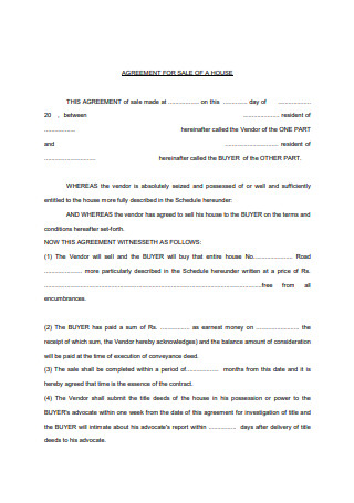 Agreement for Sale of a House1