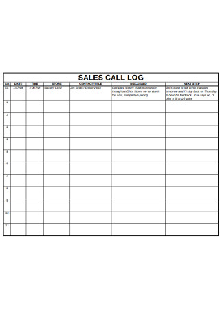 Basic Sales Call Logs