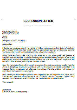 Basic Suspension Letter